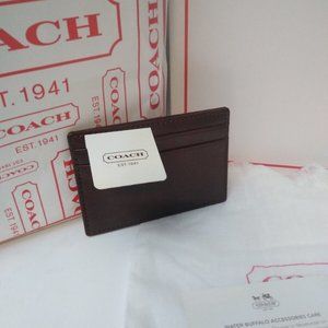 NWT! Coach Men's Signature Slim Leather Card Case ID Holder With Dust Bag & Box